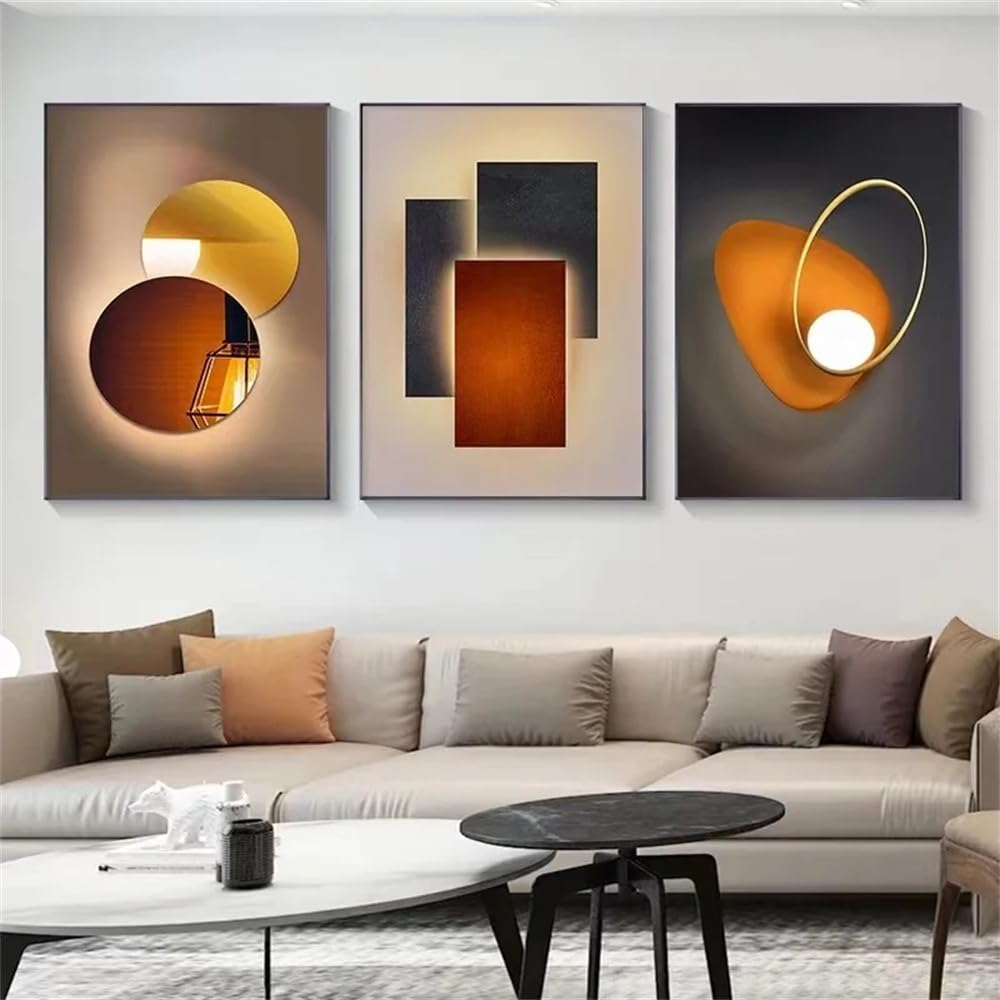 WUHBCZ Canvas Paints-Abstract Geometry Canvas Painting Orange Poster Luxury Wall Art Pictures for Living Office Bedroom Room Home Decoration Artwork-60 * 80cm/3PCS (No Frame)
