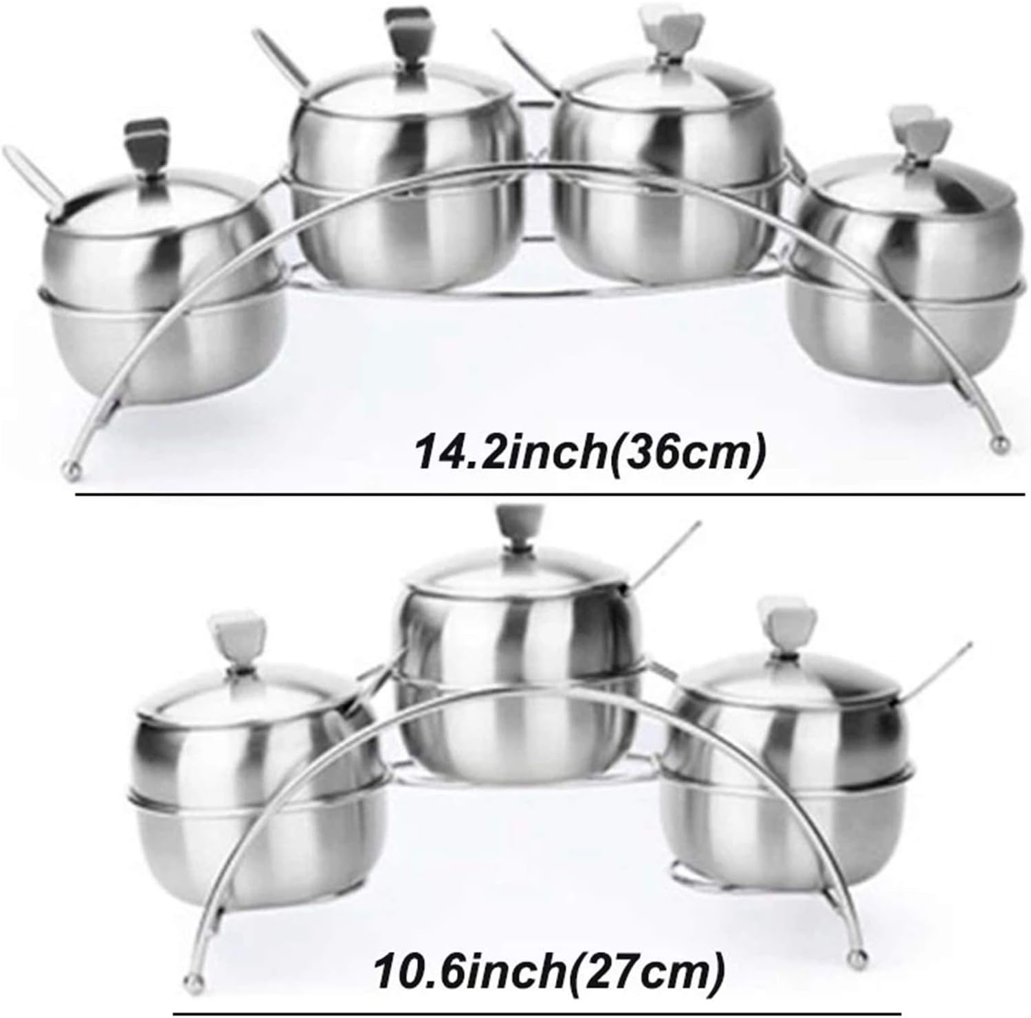 Spice Rack Stainless Steel Spice Jars Seasoning Rack Seasoning Organizer Tool Kitchen Shelf,Silver36Cm