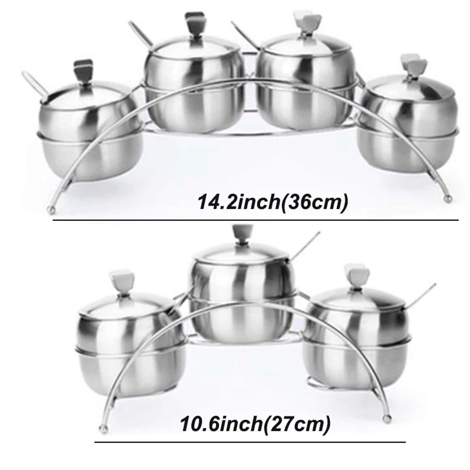 SAeWare Estante de especias de acero inoxidable para especias, organizador de condimentos, estante de cocina, plateado, 36 cm, plateado, 27 cm