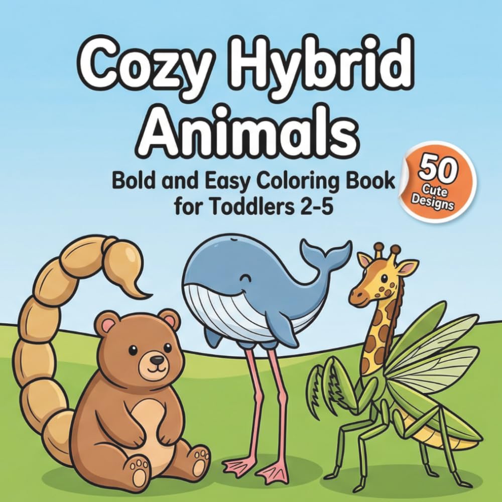 Cozy Hybrid Animals Coloring Book for Kids: Adorable Fantasy Creature Illustrations, Simple Designs, Toddlers & Preschoolers Painting