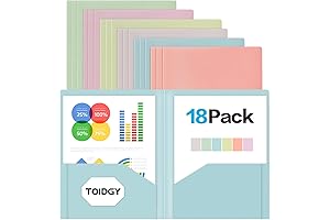 Colorful 2-Pocket Plastic Folders In Bulk (18 Pack)