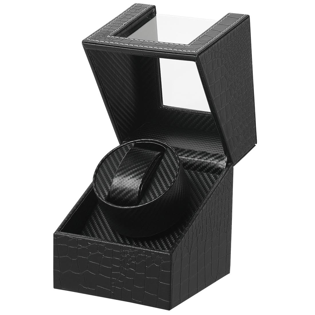Watch Winder Remontoir Montre Automatique Boîte Cuir Vitrine Acrylique Rotation Silencieux Cadeau pour 1 Montre