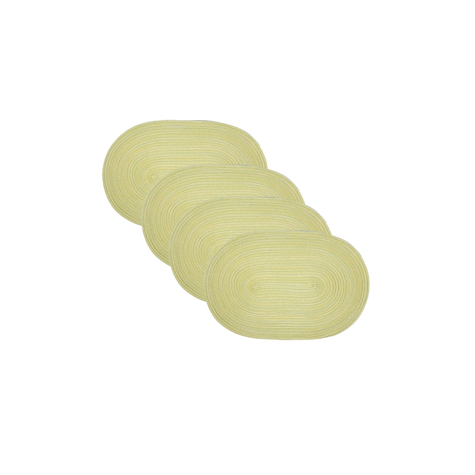 Oval Dining Table 4pcs Oval Table Placemats Washable Heat Resistant Polyester Cotton Place Mats for Kitchen Dining Table(Green)