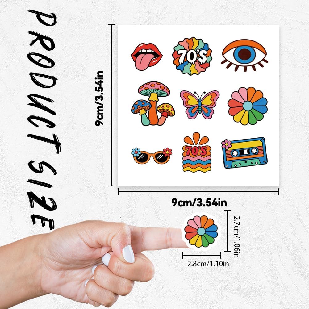 450Pcs Scrapbook Sticker Retro Planner Decals 70S Hippie Style Self-Adhesive Paper Decorative Stickers Party Favors for Water Bottles DIY Laptop Phone Case Luggage Skateboard Gifts image 2