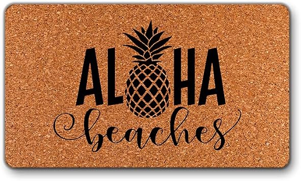 Funny Doormat 0.12 Inch Ultra Thin Doormat for Low Clearing Doors - 17x30 Low Profile Indoor Entrance Mat,Welcome Rug, Non-Slip Machine Washable Shoe Mat for Apartment Aloha Beaches