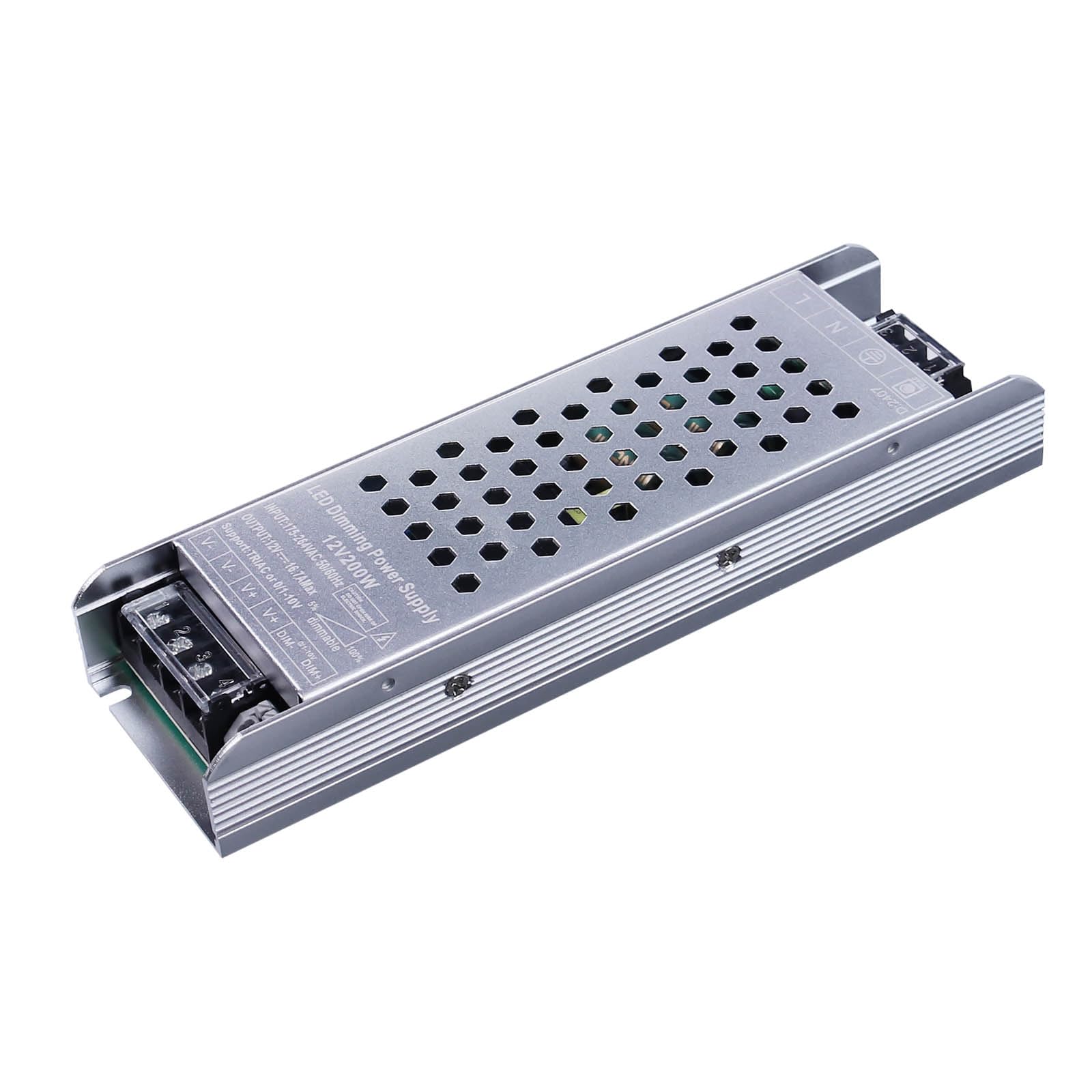 BENLUN Konstantspannung LED Trafo 12V Dimmbar, LED Netzteil 16,7A 200W, Treiber AC 230V auf DC 12V, 5 in 1 Dimmen, Doppelseitiges Triac Dimmen, LED Driver IP20 für Streifen