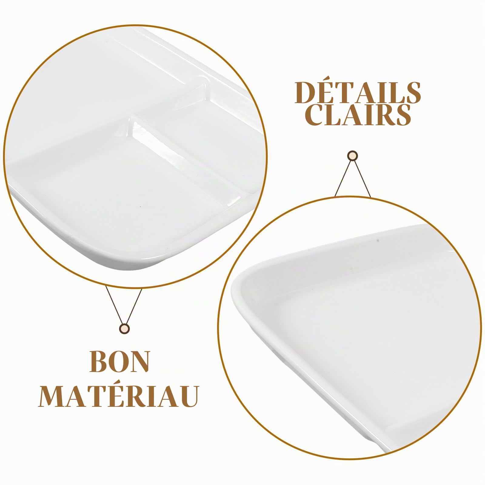 MAGICLULU Assiette Carrée en Porcelaine 10 Pouces À Trois Compartiments pour Petit Déjeuner Et Steak Vaisselle en Céramique Blanche pour Usage Familial Et Restaurant