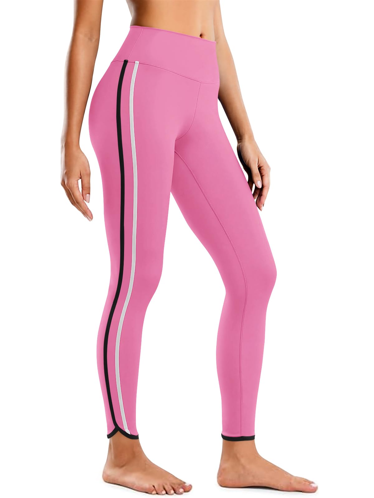 Aoysky Womens Buttery Soft Workout Leggings 25 Side Stripes High Waisted Full Length Yoga Leggings