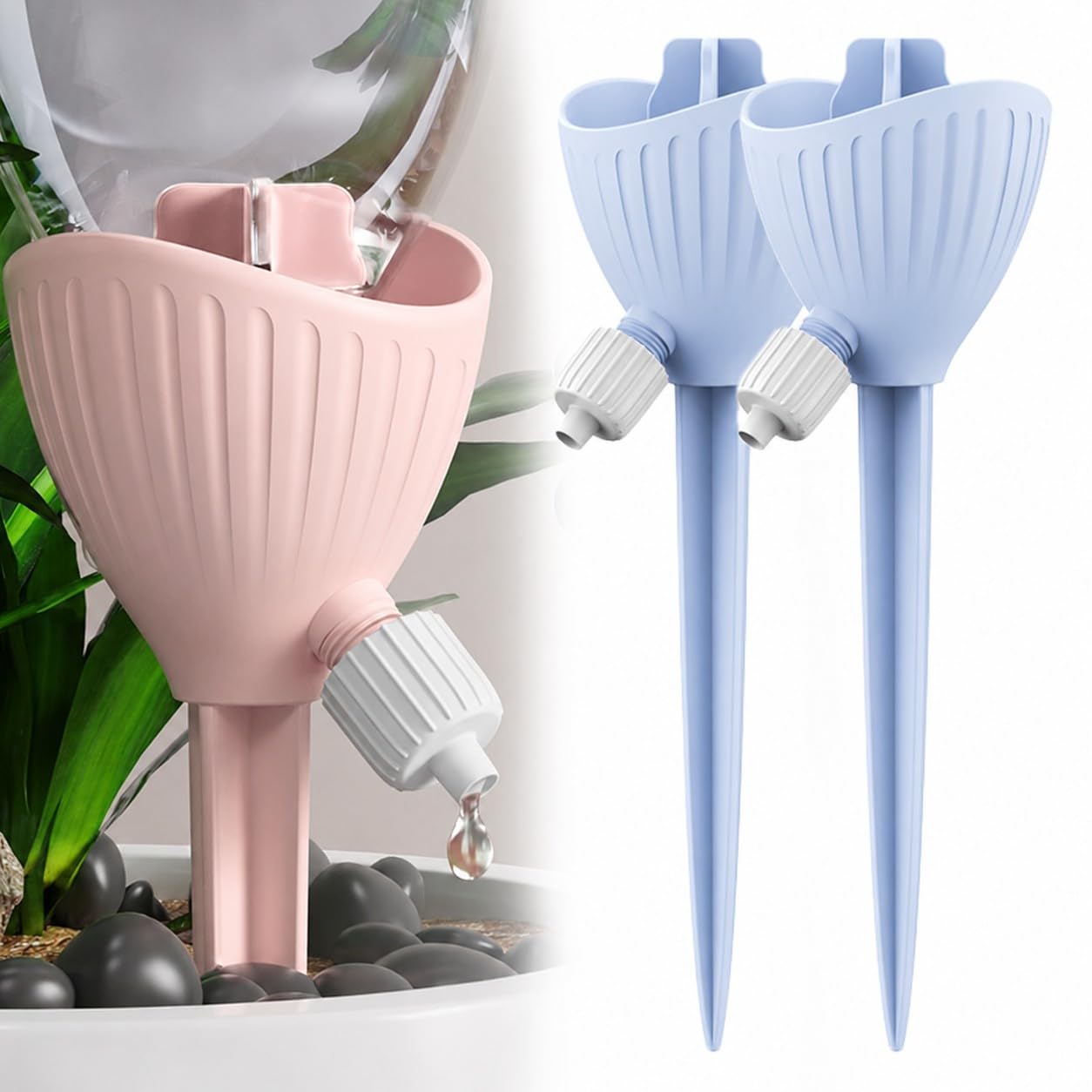 Self-Watering System Stakes with Adjustable Drip Irrigation Plant Watering Devices with Universal Bottles Adjustable Slow Release Valve Planter dropper Insert for Indoor & outdoor Plants-2PCS-image-35