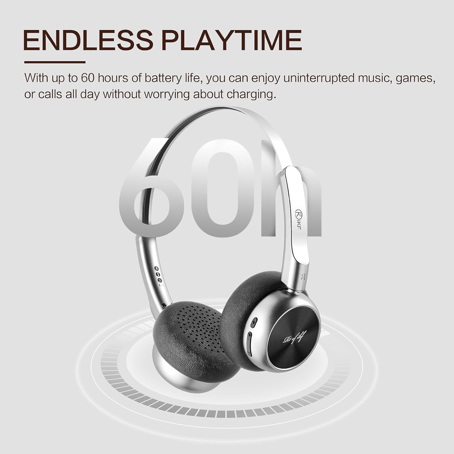 iKF R1 Wireless Bluetooth Headphones, Retro Classic Lightweight Headset, Builti-in Mic, 60H Playback, Dual Device Connectivity, Low Latency, App Customization,Throwback 80s 90s,OOTD, Black