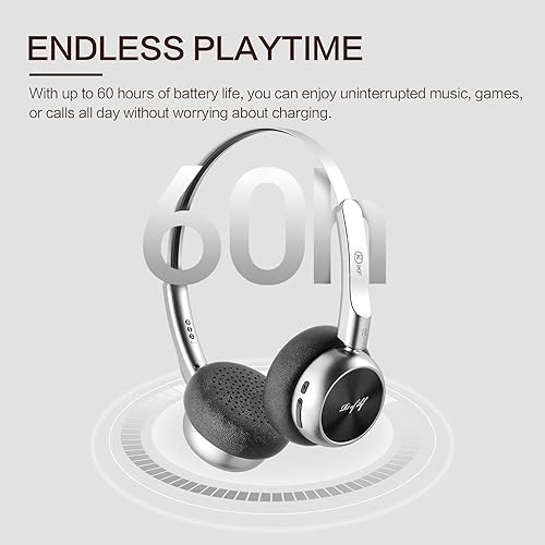 Miniatura 5 de iKF Auriculares inalámbricos Bluetooth R1, auriculares ligeros retro clásicos, micrófono integrado, reproducción de 60 horas, conectividad de