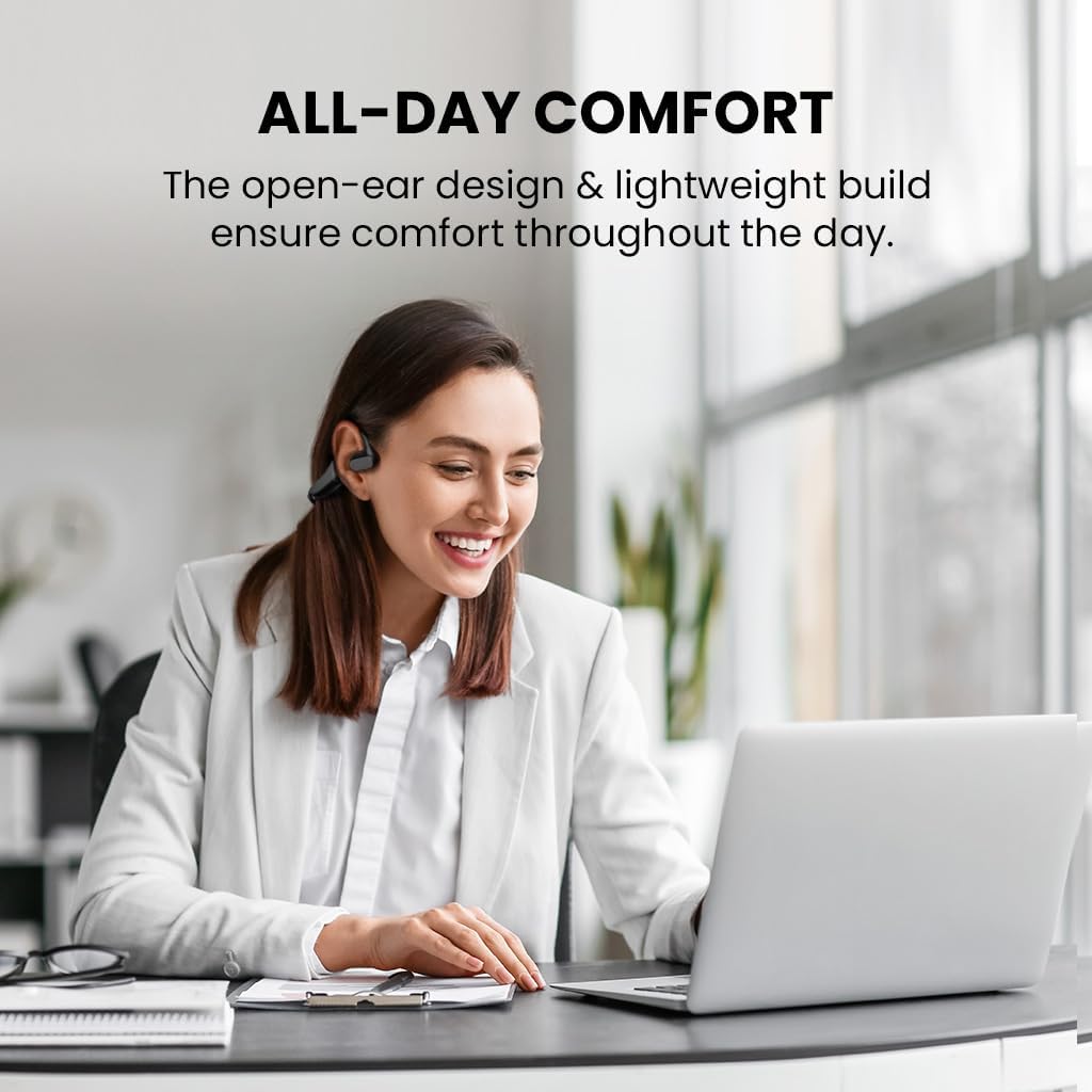 Avantalk Lingo N21 (Upgraded) - Open-Ear Wireless Headset with Noise-Canceling Mic & Charging Dock, Bluetooth Ear Hook Headphones for PC, Computer, Office Work or Home Calls, Lightweight & Comfortable