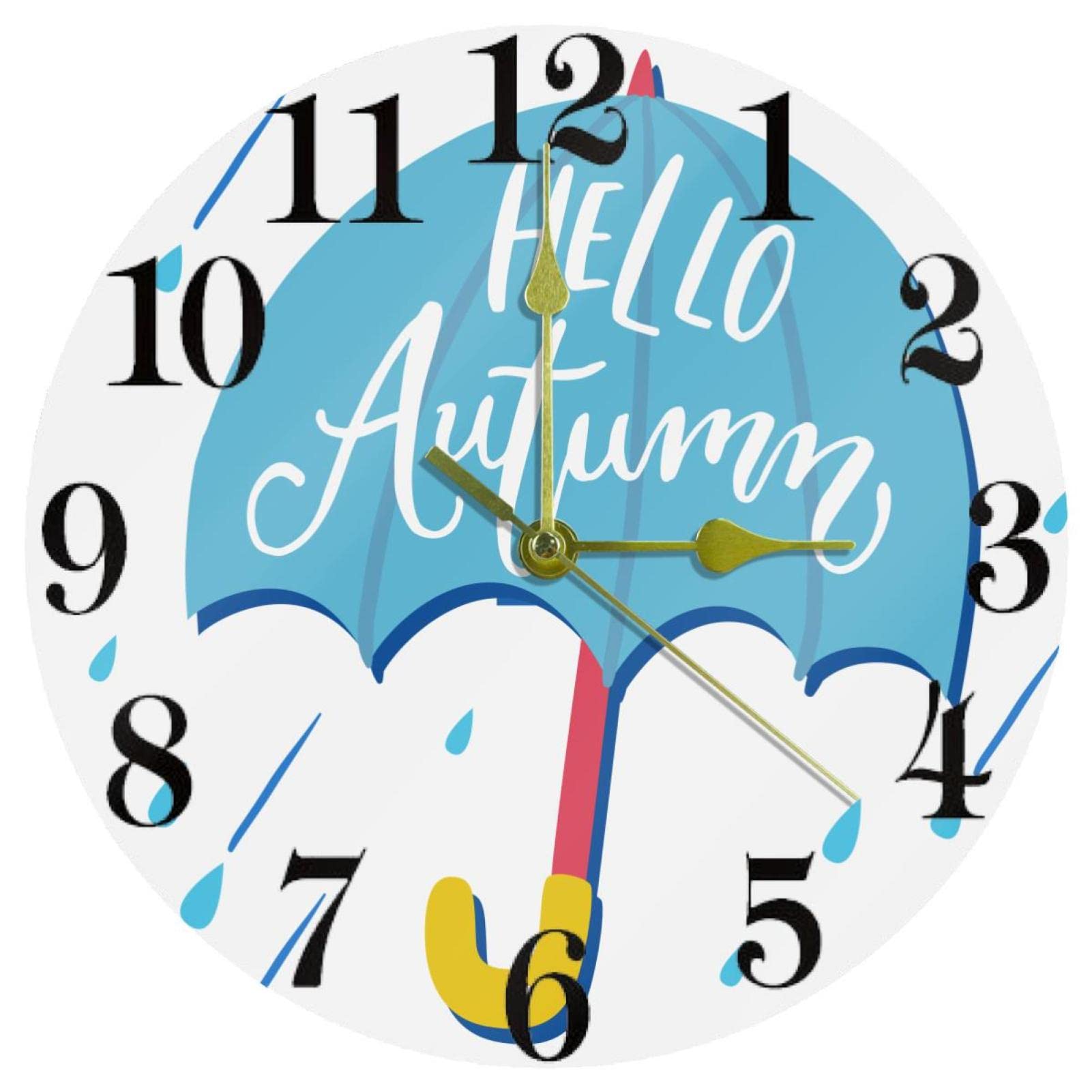 Horloge murale Hello Autumn de 25,4 cm silencieuse à piles pour bureau
