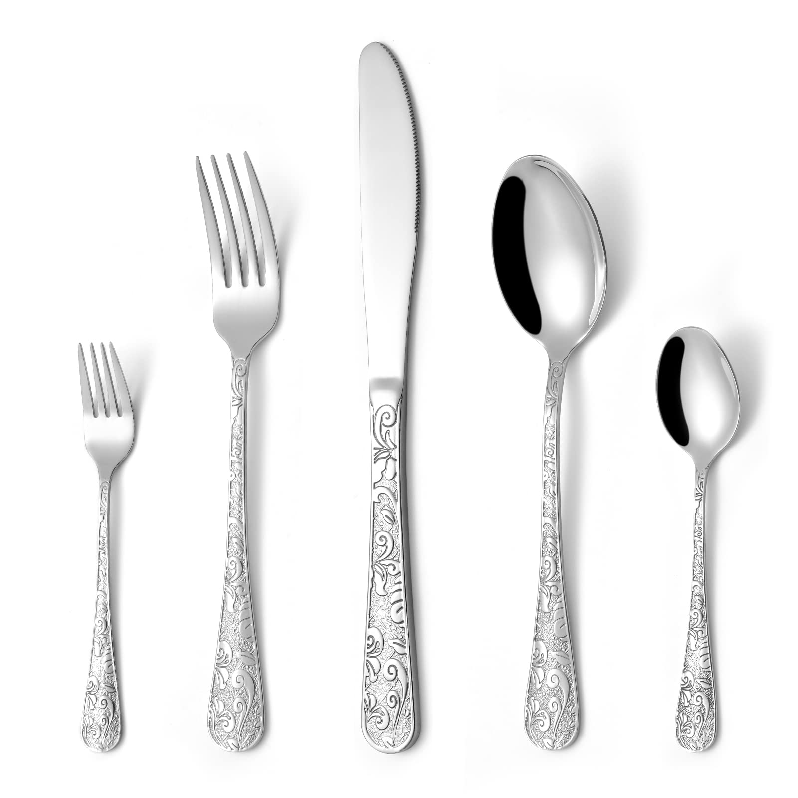 ケネディ　アンティーク　SP 70 PL ENHANCED FINISH Amazon.com | 20-Piece Vintage Carved Silverware Set, 18/10