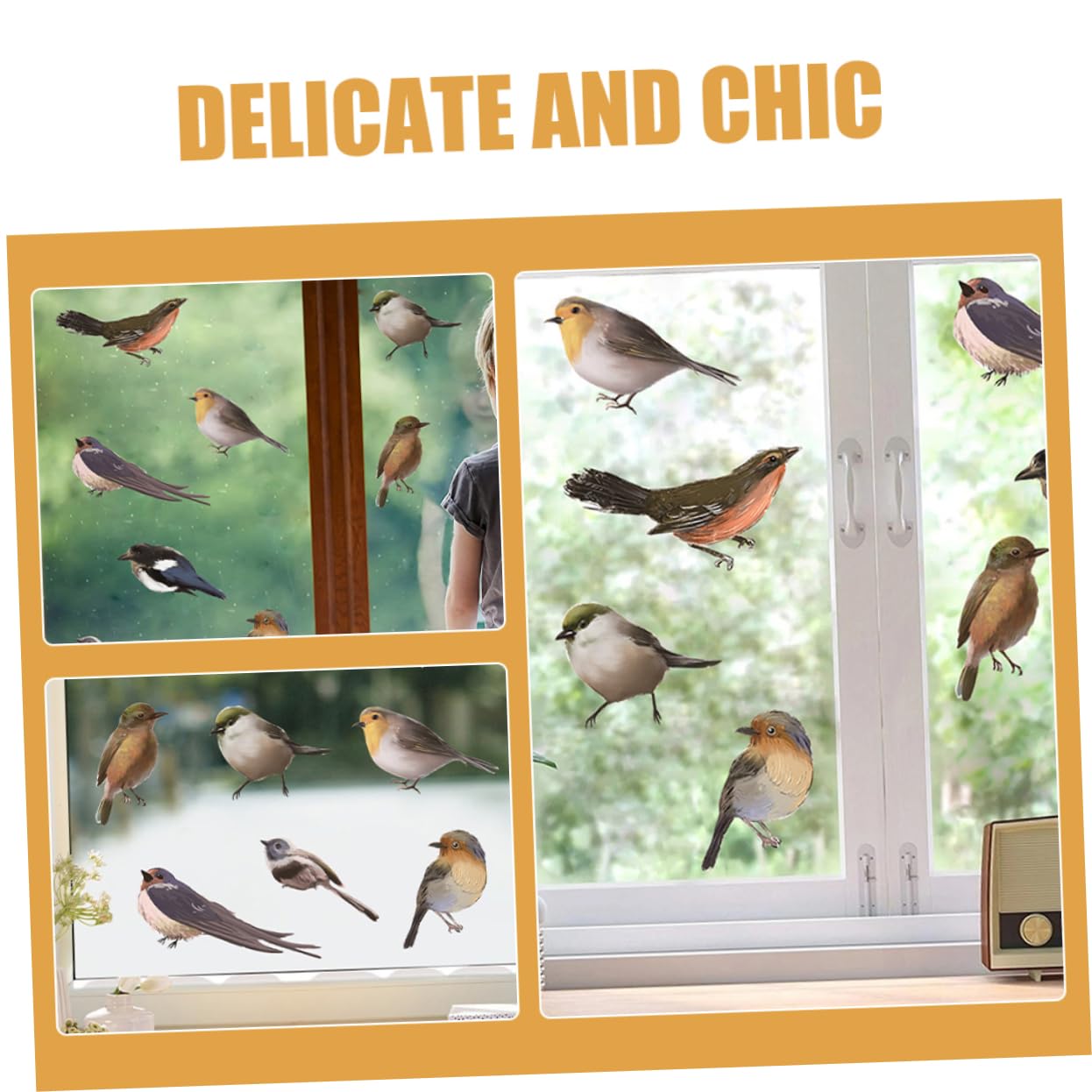 SHINEOFI Pegatinas En Las Ventanas Calcomanías Ventana Se Aferra Decoraciones Pegatizas De Pájaros De Ventana Anti-colisión Decoración De Ventanas De Polivinilo 2 Hojas*4