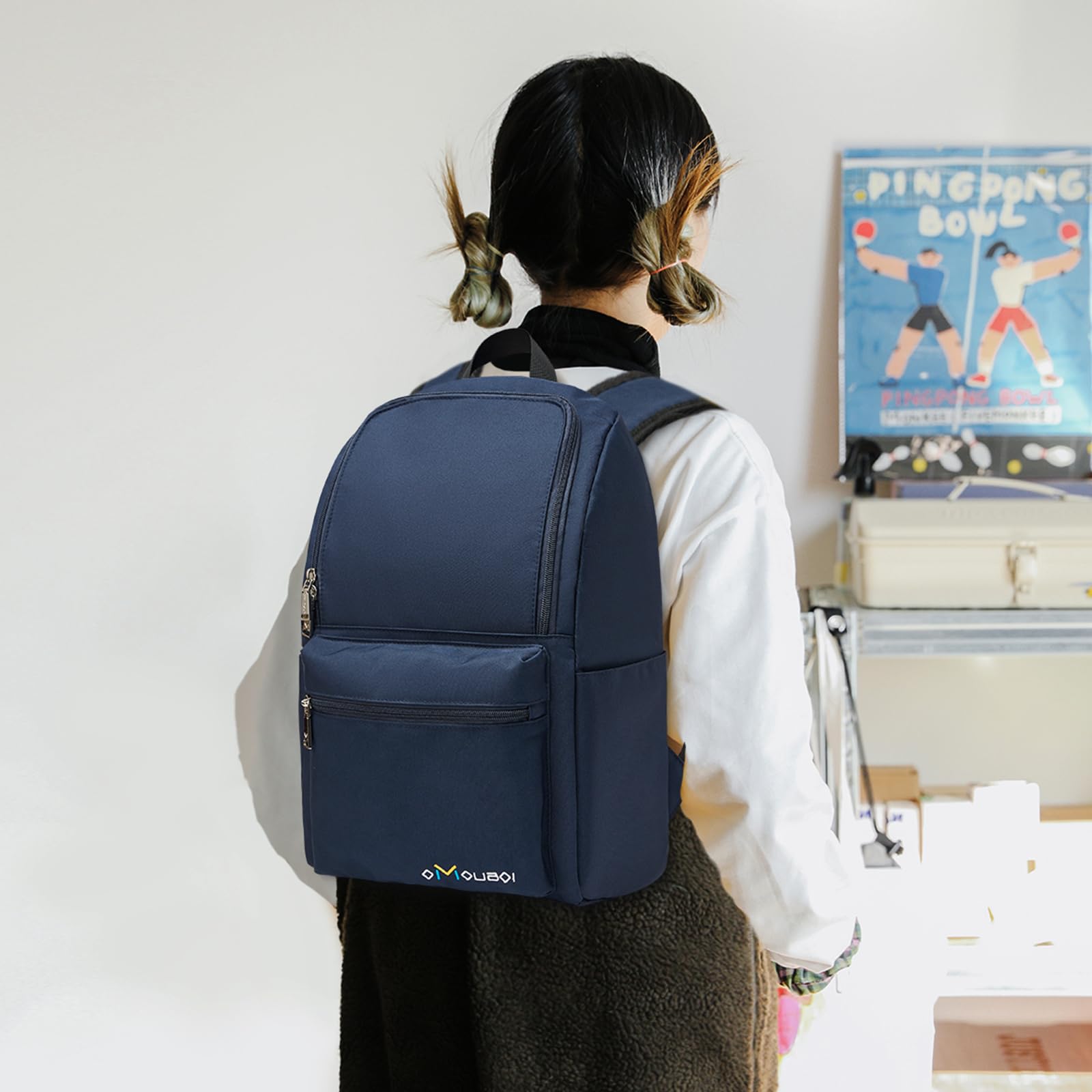 OMOUBOI Piccolo zaino causale per computer portatile da 14 pollici per adolescenti uomini donne borse scuola scuola universitaria resistente all'acqua zaino da viaggio zaino da lavoro