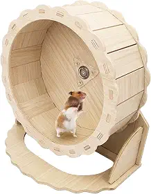 Hamiledyi Roda de madeira para hamster, roda de exercícios para animais de estimação pequenos, roda silenciosa para gerbil, ratos, porquinhos-da-índia, hamster sírio anão (19 cm)