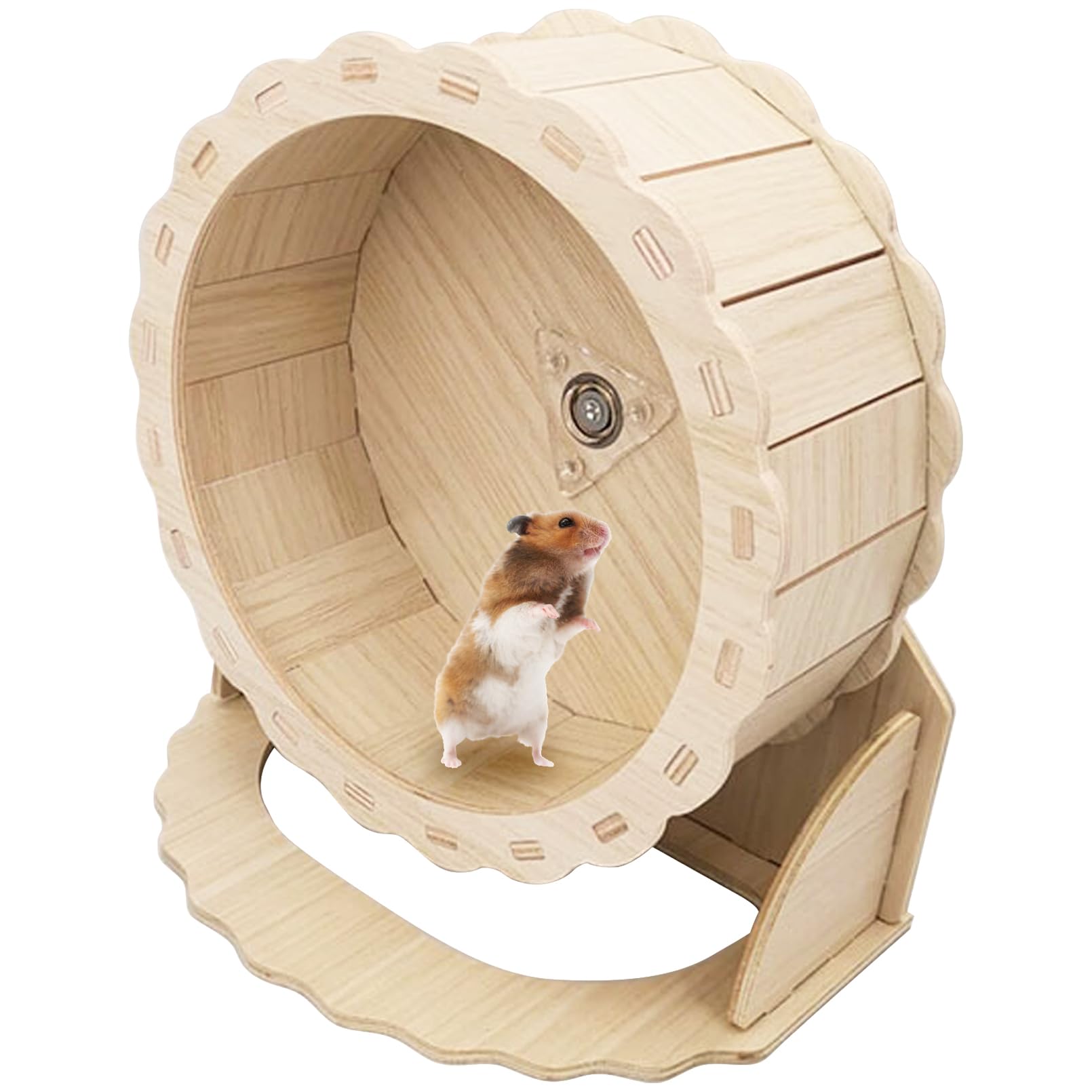 Hamiledyi Wooden Hamster Wheel, Small Pets Exercise Wheel, Silent Running Wheel for Gerbil, Mice, Dwarf Syrian Hamster (5.9in)