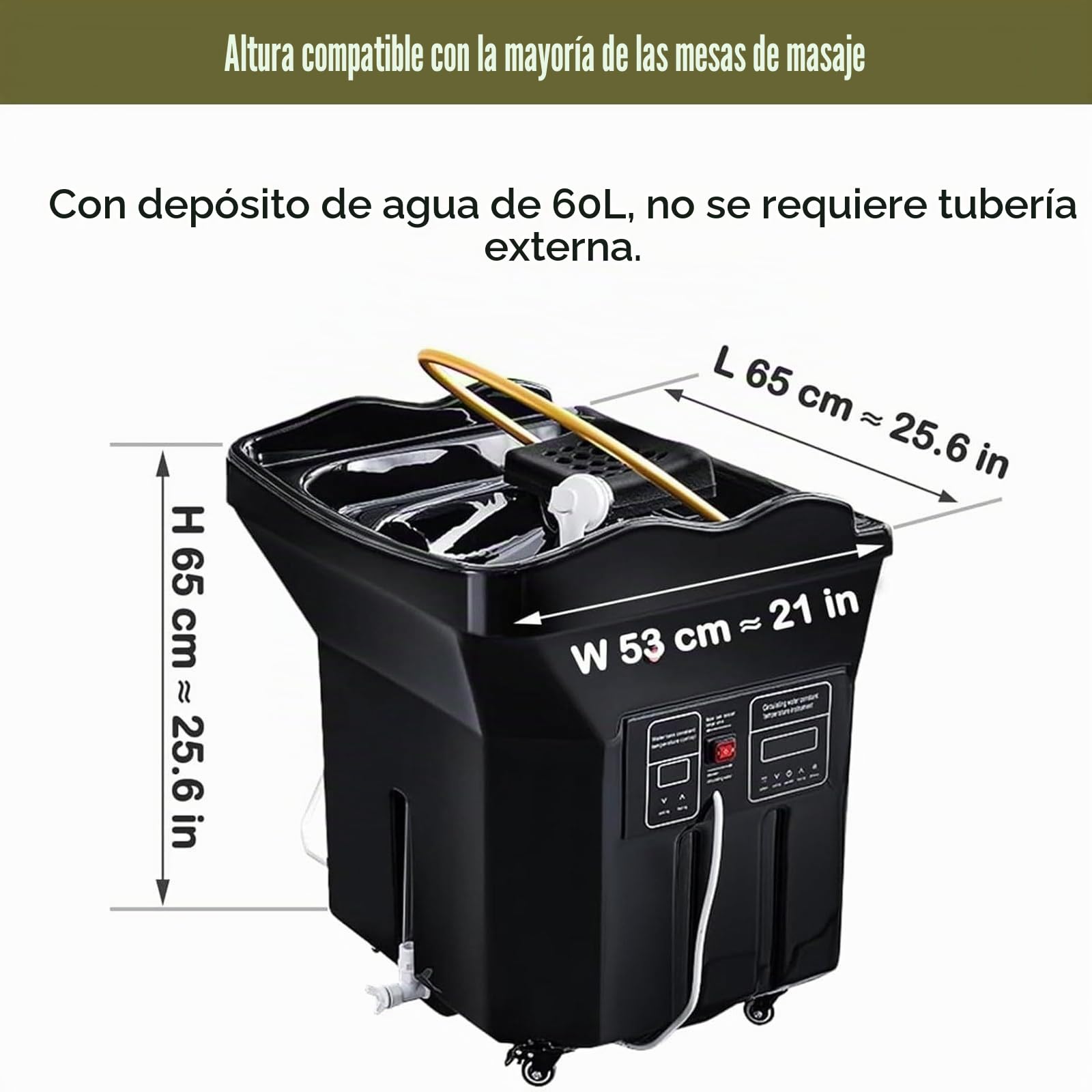 Cabezal De Lavado Extraíble para Salón De Belleza,Lavabo para Champú para Terapia De SPA con Termostato Inteligente Circulación De Agua,Lavabo Champú Circulación Agua con Tanque Agua 60 L