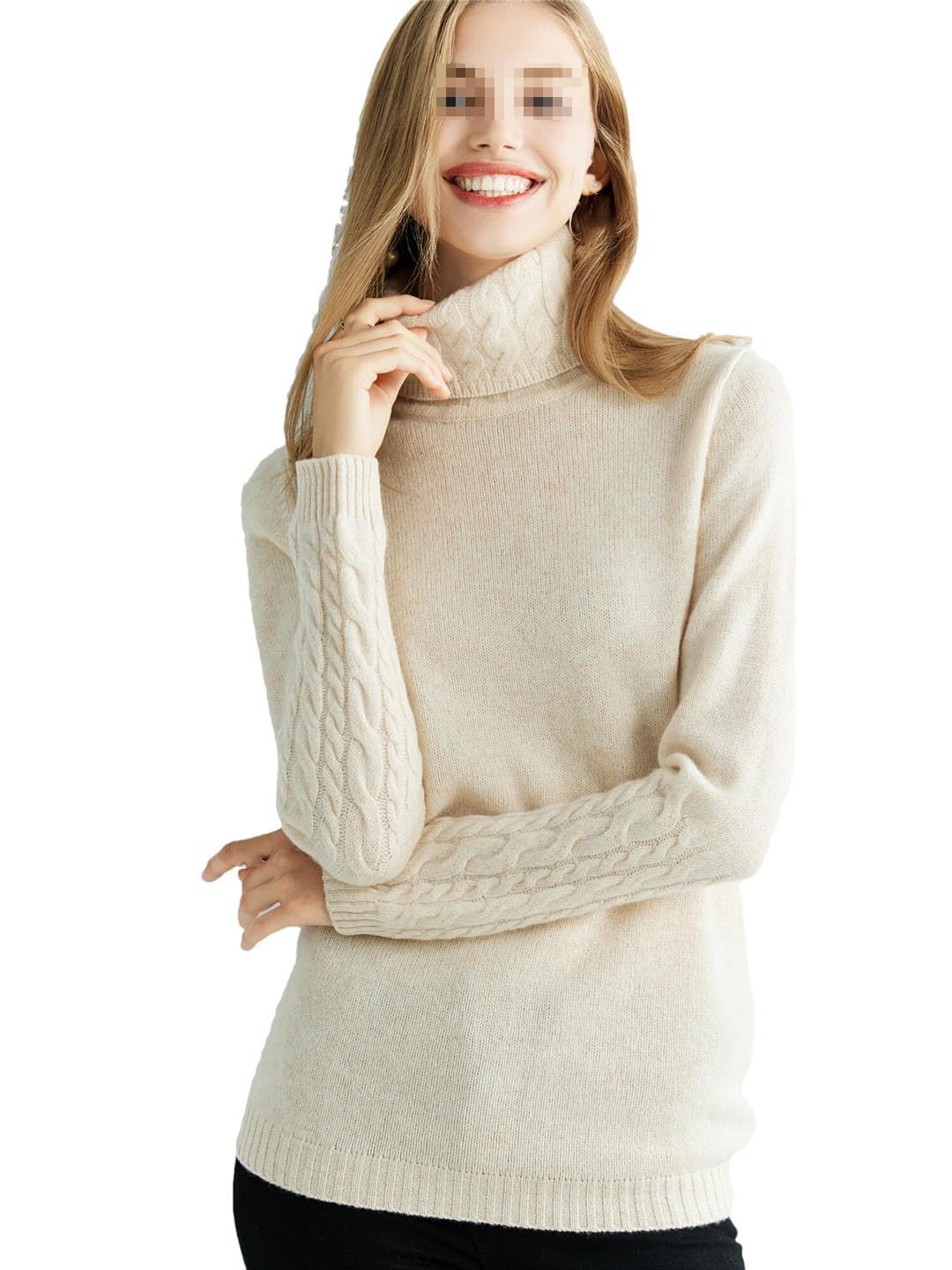 Vogrtcc Damen Strickpullover Wolle Rollkragenpullover Langarm Pullover Tops Kaschmirpullover