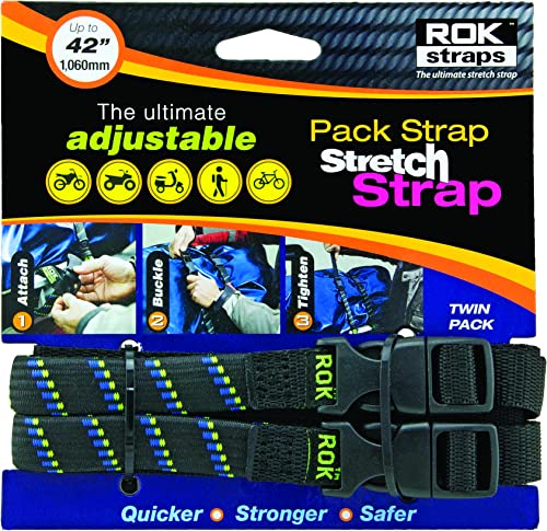 ROK Straps 12'-42' Adjustable Pack Strap -2Pk MotoPLaid Black-Blue-Green
