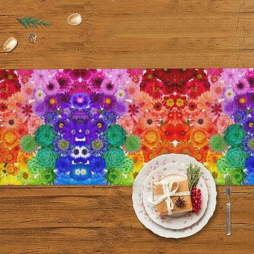 Chemin de table avec pompons macramé pour repas de vacances et salle à manger