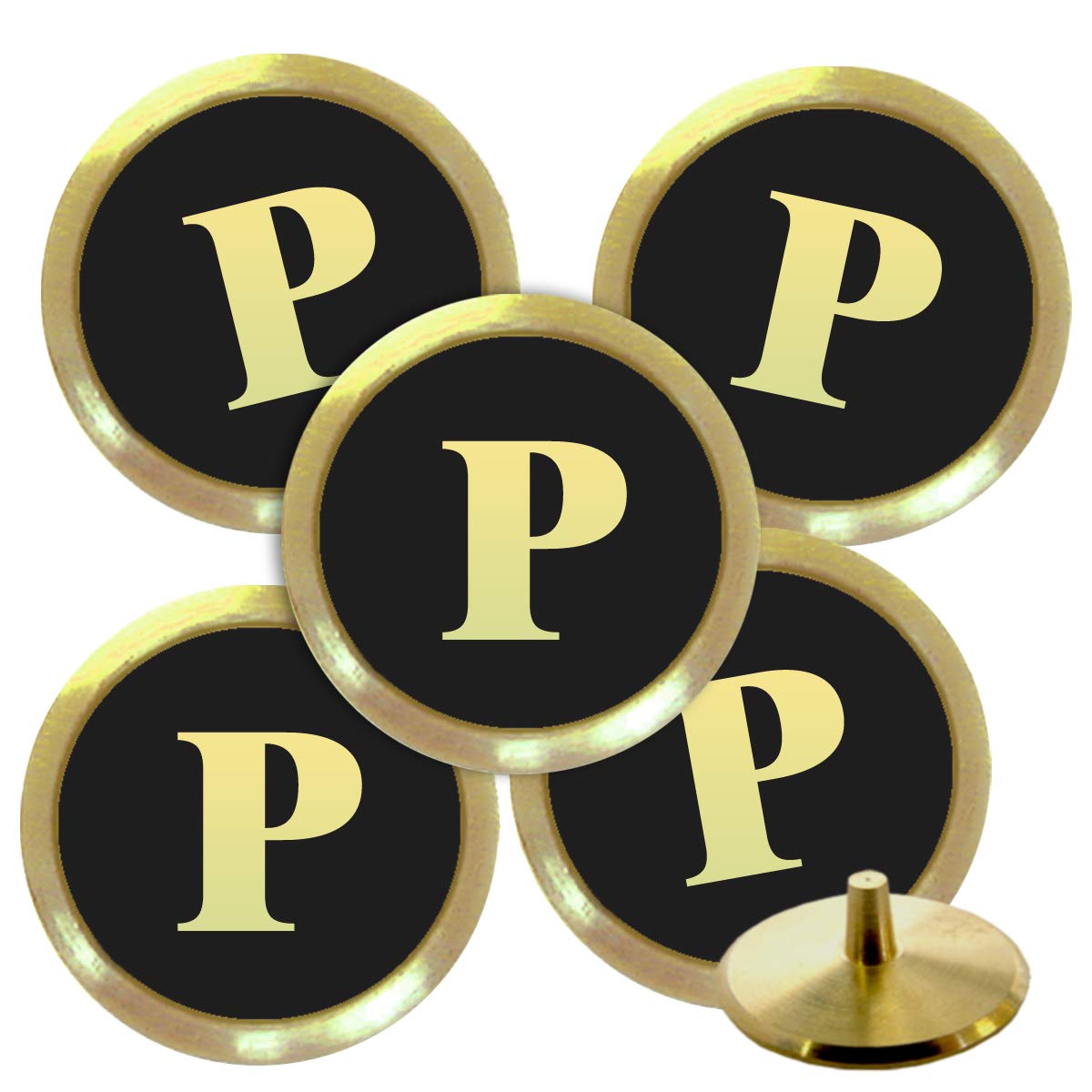 Best Impressions Solid Brass Personalised Golf Ball Markers with Initials (P)