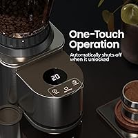 Vista 6 de Electric Burr Coffee Been Grinder with Adjustable 24 Precise Grind Settings, 40s Digital Timer for French Press, Espresso, and Drip Pour Over, Home