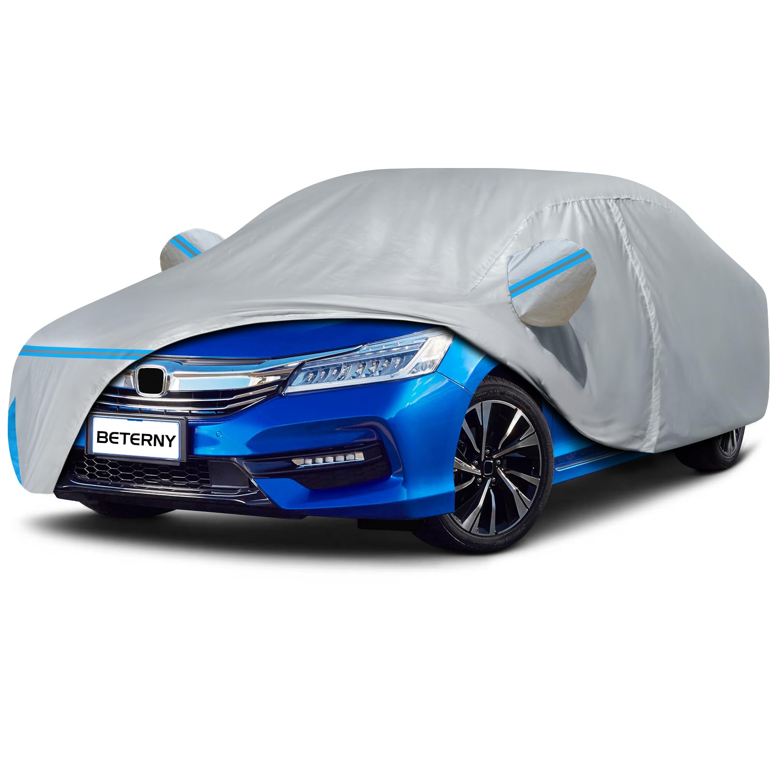 Car Cover for 2001-2025 Honda Accord Sedan/Coupe, Waterproof Custom-fit Sun Rain UV Dust Snow Protection Windproof Outdoor Accord Full Car Cover with Door Zipper and Cotton Lining-Gray