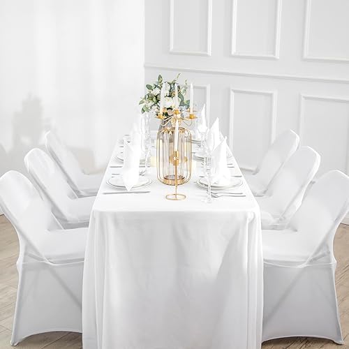 Miniatura 8 de magalo Paquete de 100 fundas para sillas plegables de elastano blanco, impermeables, protectoras elásticas para bodas, fiestas, banquetes de comedor