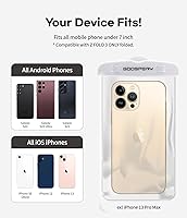 Vista 6 de GOOSPERY Paquete de 2 bolsas universales impermeables para teléfono, funda seca para teléfono celular subacuático, bolsa de playa compatible