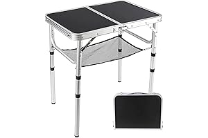 Portable and Adjustable Small Black Folding Table
