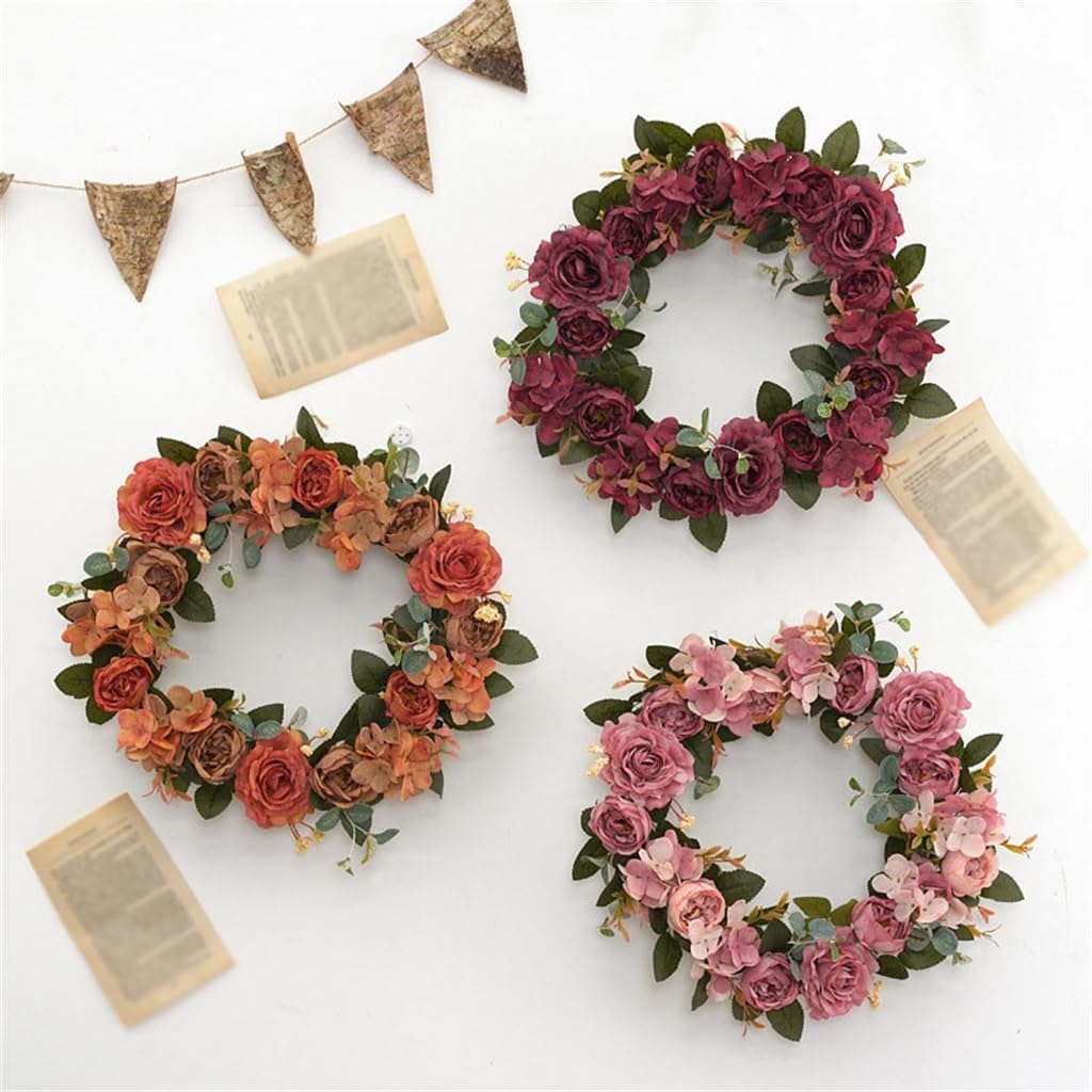 Hydrangea Peony Wreath Fake Flower Hanging Decoration Round Wreath Lintel Installed Wedding Home