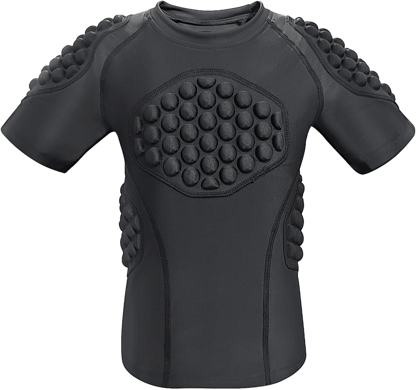 Topeter Football Padded Shirt for Youth, Kids Compression Rib Protector Shirts with Rib/Chest/Shoulder/Back Pads