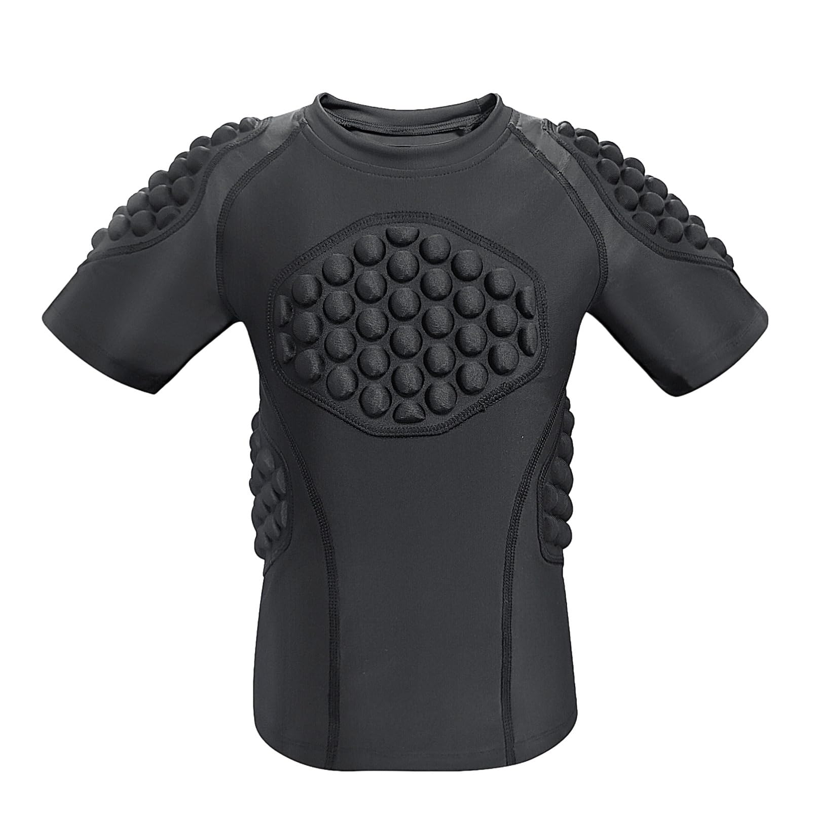 Topeter Football Padded Shirt for Youth, Kids Compression Rib Protector Shirts with Rib/Chest/Shoulder/Back Pads