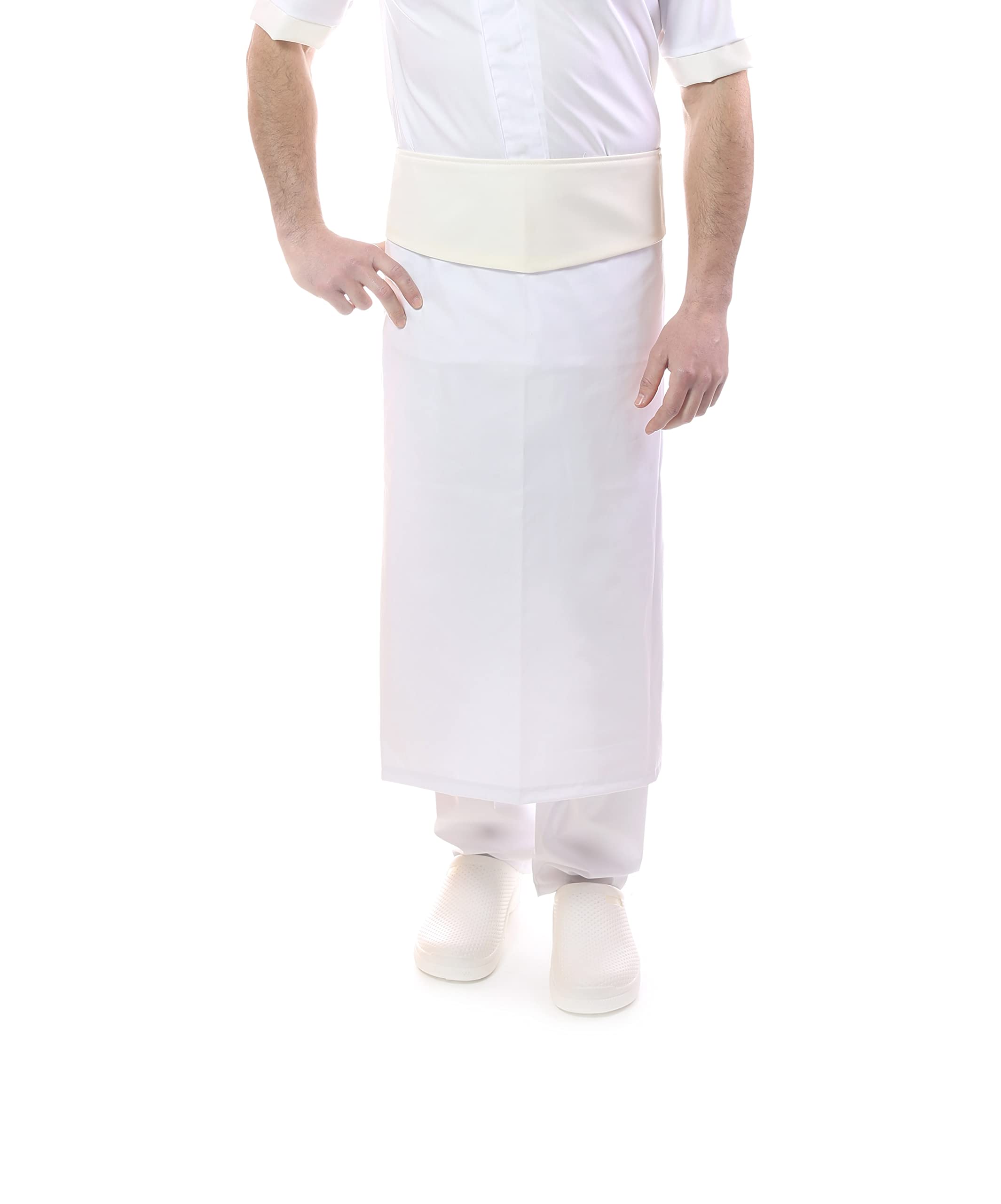 Bordado Gratuito Completo Cocinero Hombre Uniforme Chef Jessi Blanco y Crema Personalizable Manga Corta Chaqueta, Pantalones y Delantal Uniforme para Cocina y Restaurante,