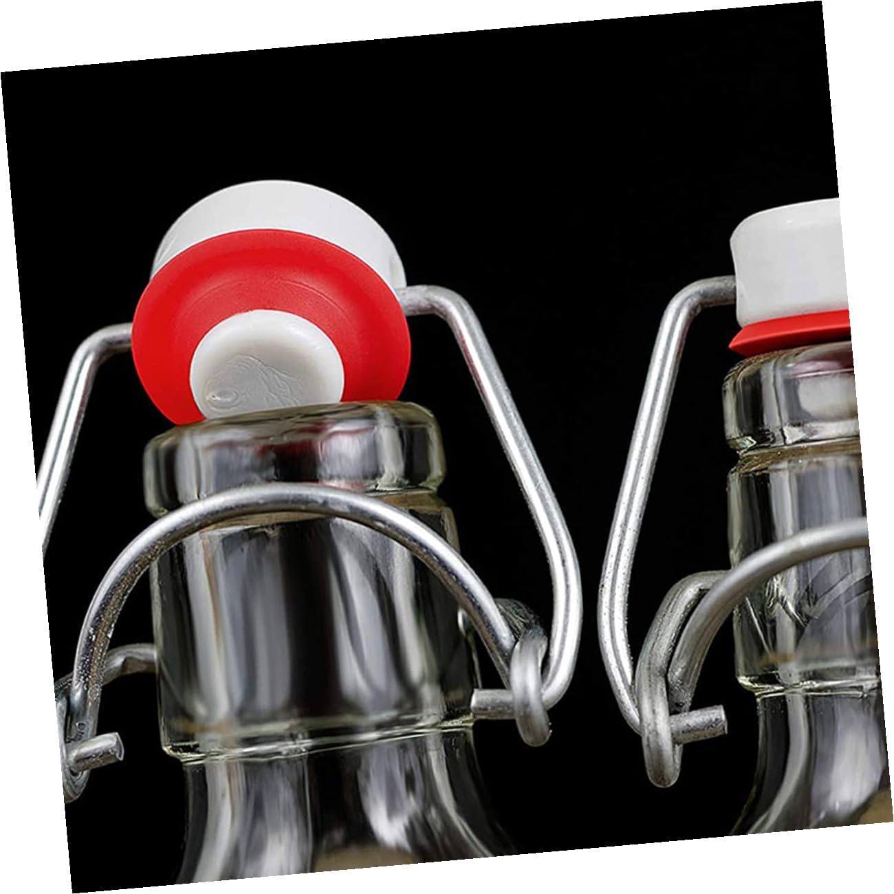 Beer Bottle Swing Top Caps Replacement, 2pcs Stainless Steel Airtight Flip Lid with Red Silicone Seal, Sturdy Swing Cap Stoppers for Home Brewing and Craft Beer Bottles