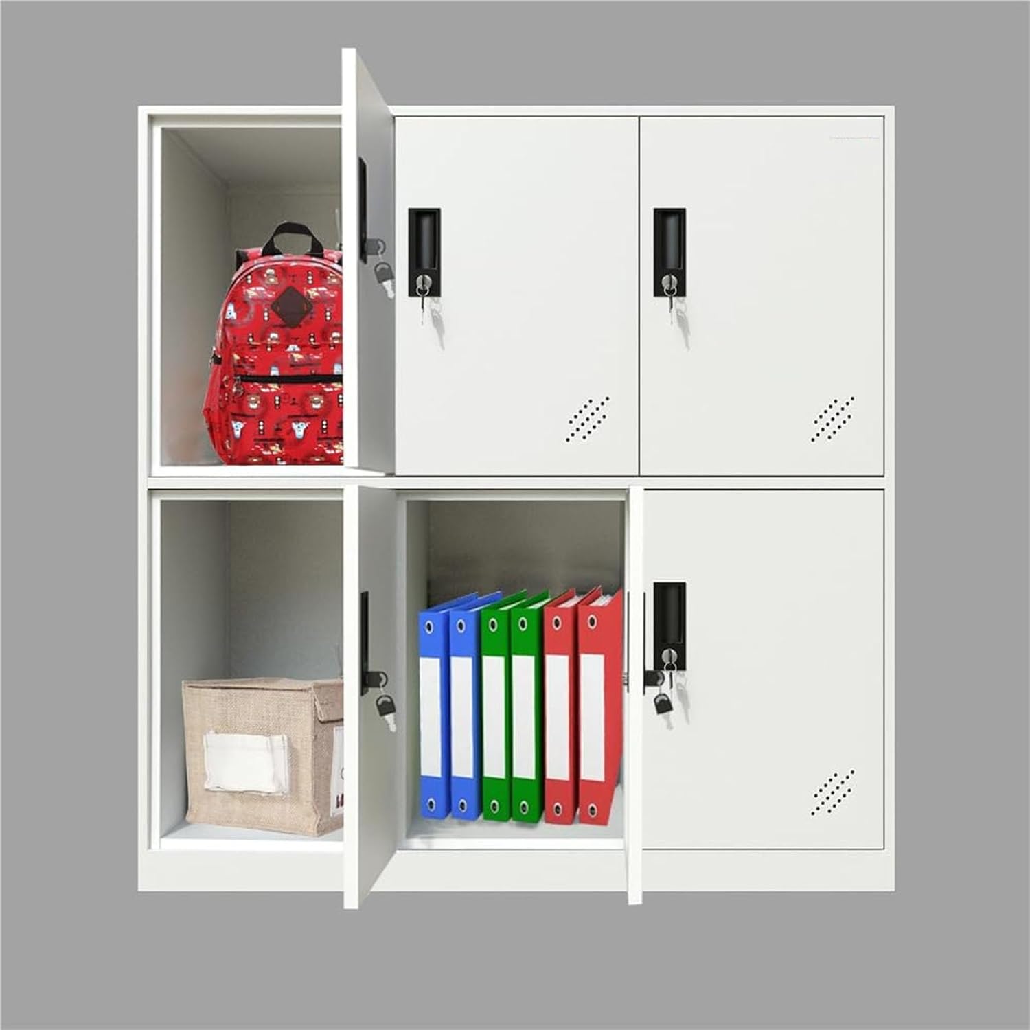 MECOLOR-Steel Office Locker Cabinet with Keys, School and Home Storage Locker Organizer，Locker for Cloth and Toy Organizer,Living Room Boy and Girl Metal Storage Locker Cabinet (6D)
