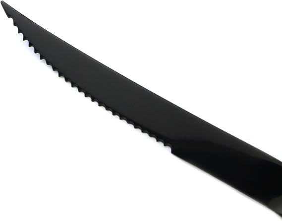 5-Piece 18/10 Stainless Steel Serrated Steak Knife Flatware Set, Mirror Polishing Black, Service for 1