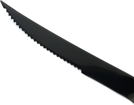 5-Piece 18/10 Stainless Steel Serrated Steak Knife Flatware Set, Mirror Polishing Black, Service for 1