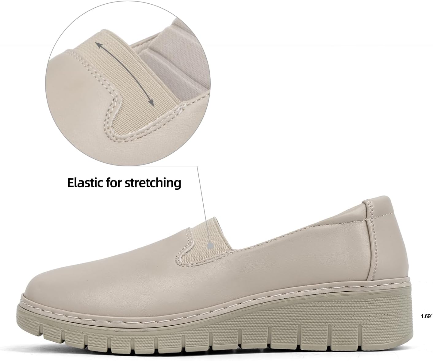 VJH confort Women’s Loafers Round Toe Slip on Comfort Arch Support Walking Shoes - Image 3