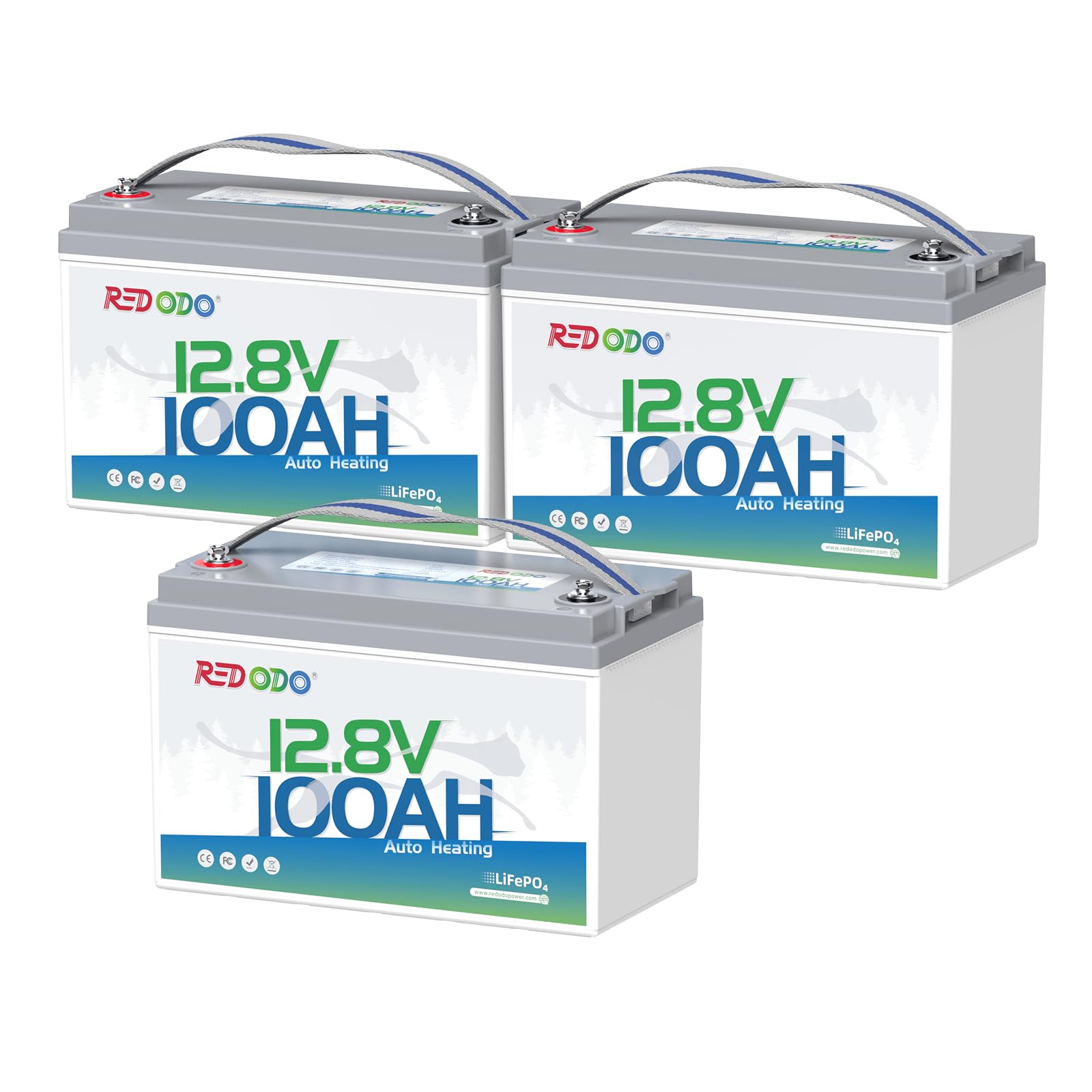 Redodo 12V 100Ah LiFePO4 Self-Heating Group 31 Deep Cycle Battery -3 Pack