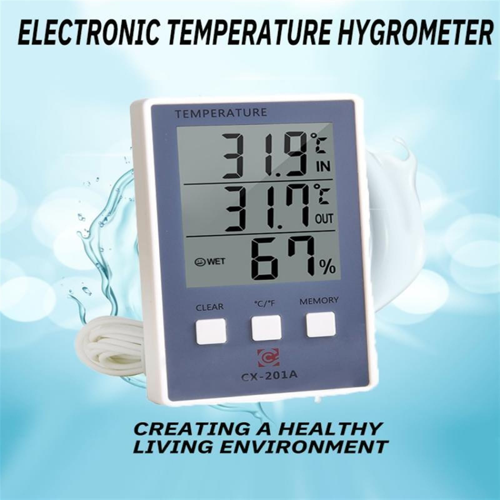 1 mini termómetro digital LCD, higrómetro, medidor de temperatura interior, sensor de humedad, medidor de instrumentos dorados.