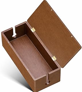 Natural Wood Cable Management Box with Magnetic Lid - Large Wooden Cord Organizer for Desk TV Router & Power Strip - Decorative Cable Concealer for Home Office