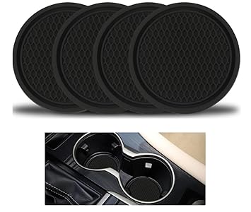 MTROYALDIA Car Cup Coaster, 4 Pieces Universal Non-Slip Cup Holders Embedded in Ornaments Coaster, Car Interior Accessories (Black) - image, photos