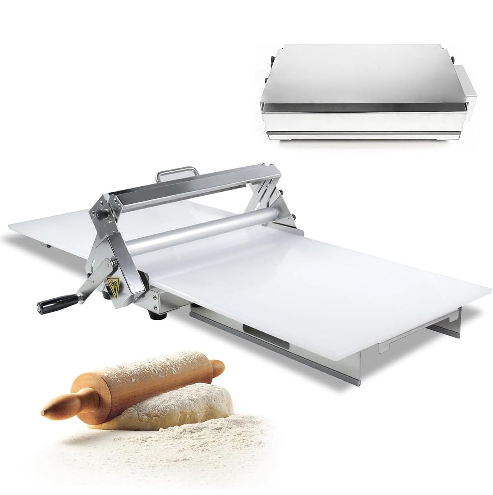 vanenferse Croissant Dough Laminator, Home And Commercial Dough Roller Sheeter, Dough Machine Thickness Adjustable, Stainless Steel, Table Top Croissants Fondant Pizza Pastry Sheeter Machine