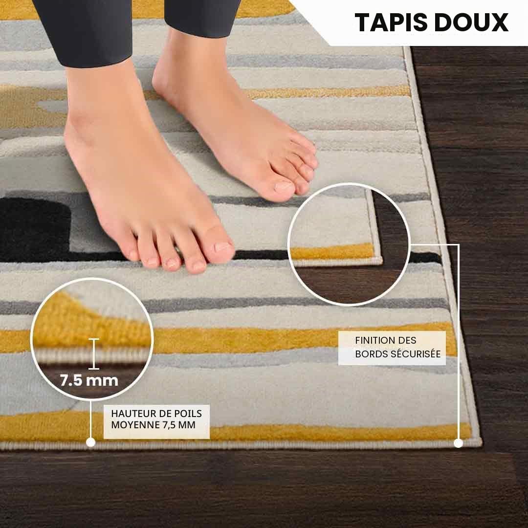 Surya Atlanta Tapis de Salon, bohème, Grand Tapis pour Chambre à Coucher, 120 x 170 cm, Tapis pour Salle à Manger avec Motif géométrique, Tapis scandinave Moderne, Jaune Moutarde, Gris, Beige