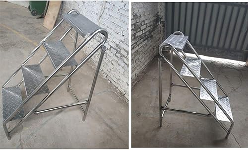 Miniatura 7 de Taburete plegable de acero inoxidable simple Escalera multifuncional de espiga para el hogar, escalera de escalada móvil para interiores y exteriores