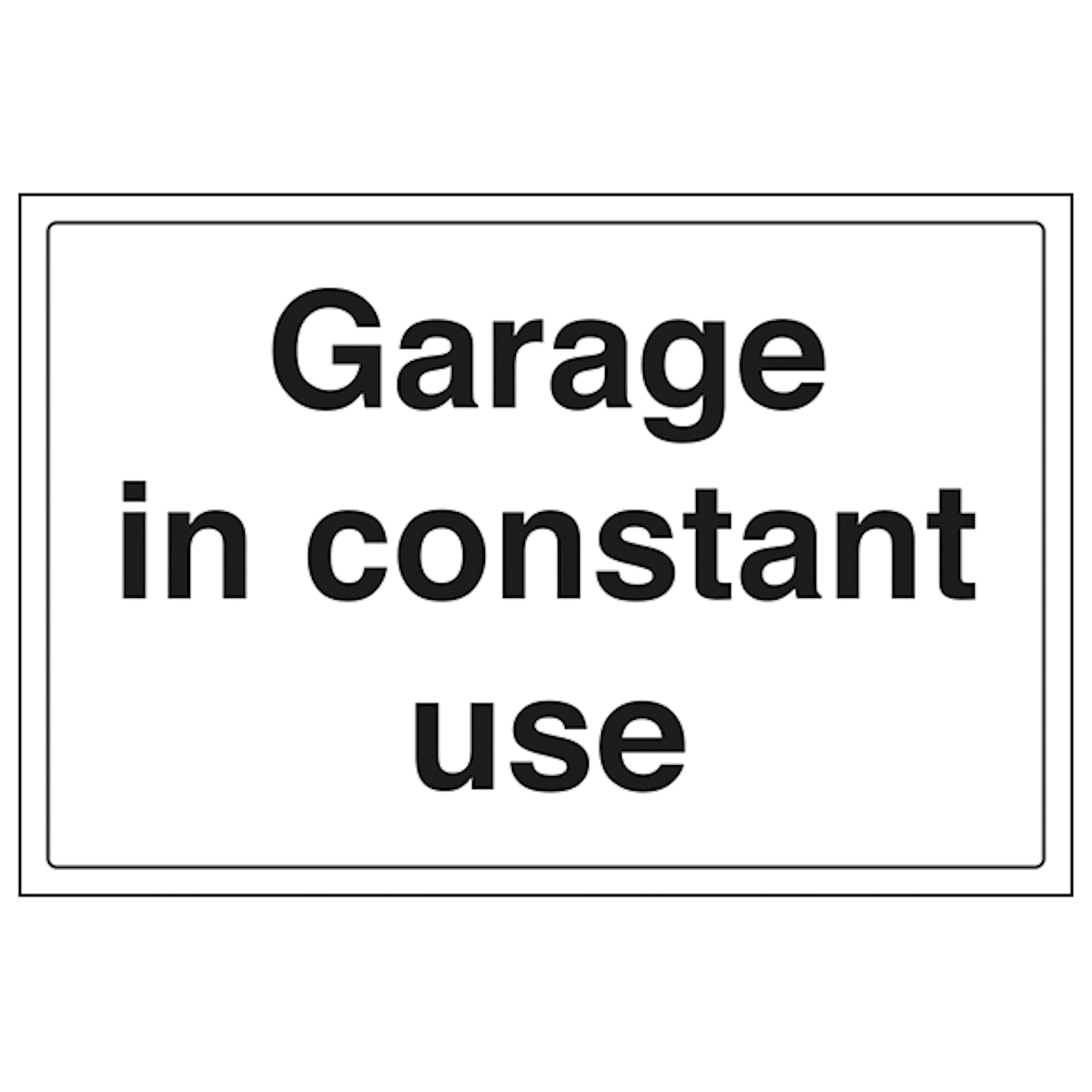 V Safety Garage In Constant Use - Large Landscape 300 x 200 mm - 2mm Super-Tough Rigid Plastic Safety Sign