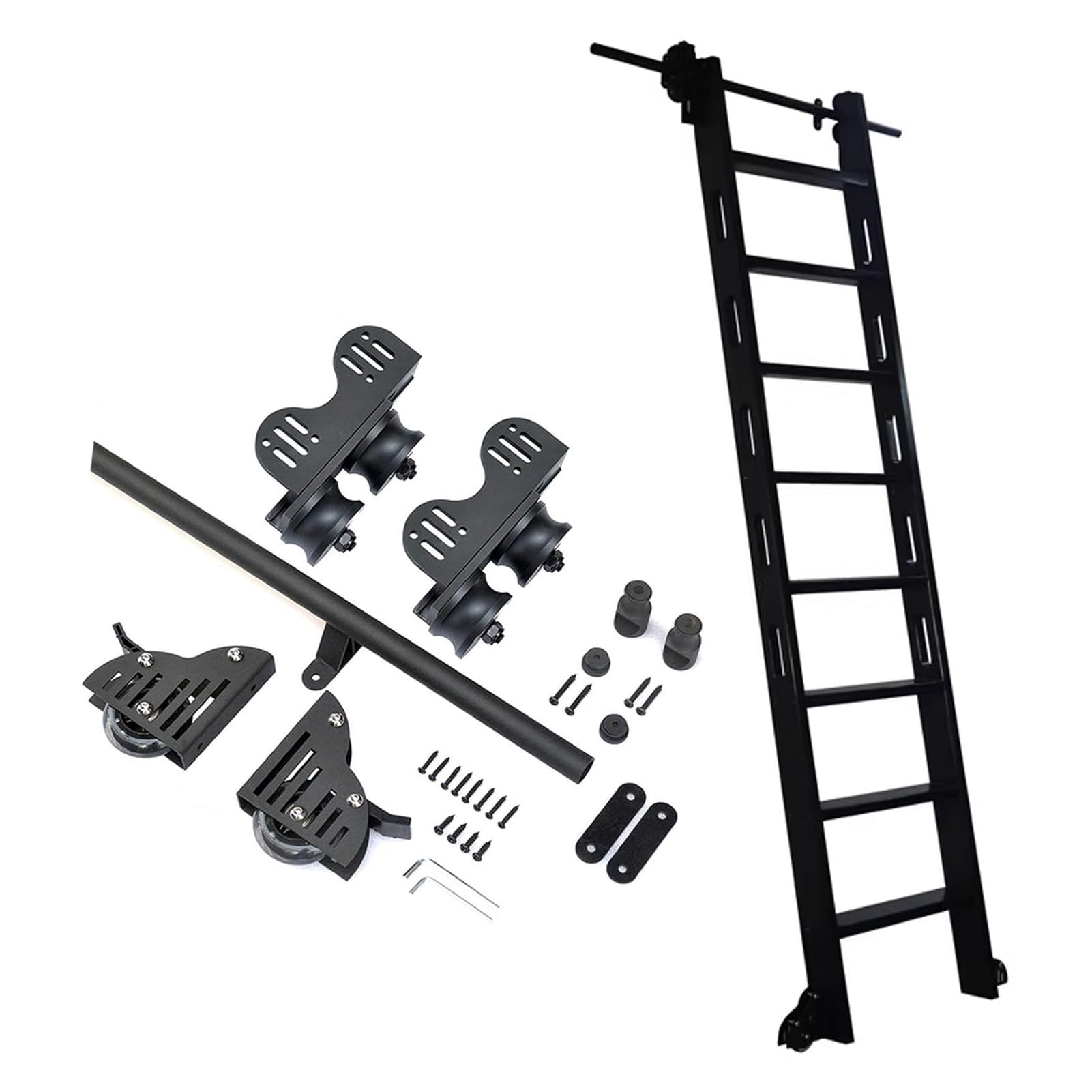 Kit quincaillerie porte de grange coulissante rail télescopique en acier noir de 100cm à 6m